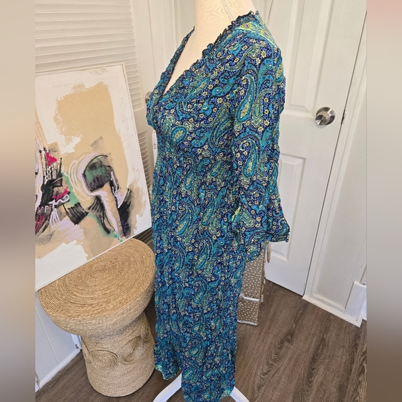STUNNING BLUE & GREEN PAISLEY MAXI DRESS 💙💚 - Picture 4 of 11